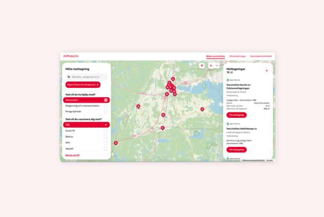 Bild på hitta mottagning i MittVaccin Invånartjänst